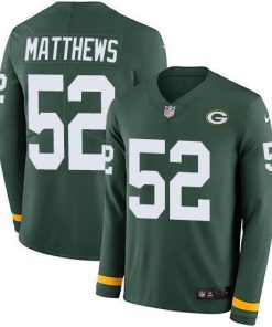 Nike Green Bay Packers #52 Clay Matthews Green Team Color Men's Stitched NFL Limited Therma Long Sleeve Jersey Men's