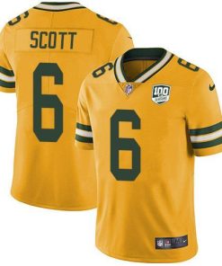 Nike Green Bay Packers #6 JK Scott Yellow Men's 100th Season Stitched NFL Limited Rush Jersey Men's