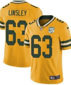 Nike Green Bay Packers #63 Corey Linsley Yellow Men's 100th Season Stitched NFL Limited Rush Jersey Men's