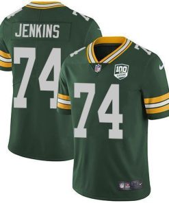 Nike Green Bay Packers #74 Elgton Jenkins Green Team Color Men's 100th Season Stitched NFL Vapor Untouchable Limited Jersey Men's
