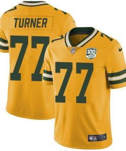 Nike Green Bay Packers #77 Billy Turner Yellow Men's 100th Season Stitched NFL Limited Rush Jersey Men's