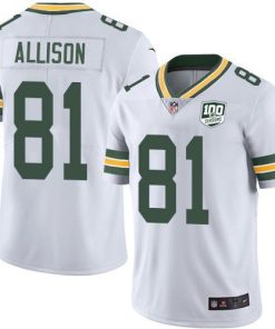 Nike Green Bay Packers #81 Geronimo Allison White Men's 100th Season Stitched NFL Vapor Untouchable Limited Jersey Men's