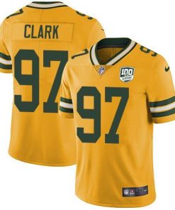 Nike Green Bay Packers #97 Kenny Clark Yellow Men's 100th Season Stitched NFL Limited Rush Jersey Men's