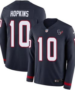 Nike Houston Texans #10 DeAndre Hopkins Navy Blue Team Color Men's Stitched NFL Limited Therma Long Sleeve Jersey Men's