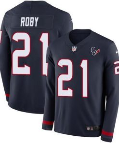 Nike Houston Texans #21 Bradley Roby Navy Blue Team Color Men's Stitched NFL Limited Therma Long Sleeve Jersey Men's