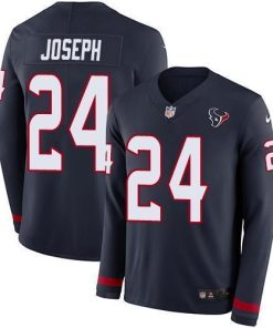 Nike Houston Texans #24 Johnathan Joseph Navy Blue Team Color Men's Stitched NFL Limited Therma Long Sleeve Jersey Men's