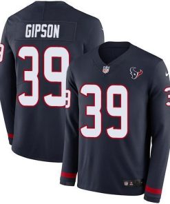 Nike Houston Texans #39 Tashaun Gipson Navy Blue Team Color Men's Stitched NFL Limited Therma Long Sleeve Jersey Men's