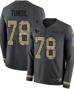 Nike Houston Texans #78 Laremy Tunsil Anthracite Salute to Service Men's Stitched NFL Limited Therma Long Sleeve Jersey Men's
