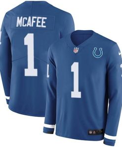 Nike Indianapolis Colts #1 Pat McAfee Royal Blue Team Color Men's Stitched NFL Limited Therma Long Sleeve Jersey Men's
