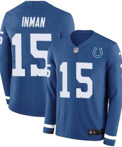 Nike Indianapolis Colts #15 Dontrelle Inman Royal Blue Team Color Men's Stitched NFL Limited Therma Long Sleeve Jersey Men's