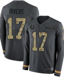 Nike Indianapolis Colts #17 Philip Rivers Anthracite Salute to Service Men's Stitched NFL Limited Therma Long Sleeve Jersey Men's