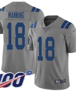 Nike Indianapolis Colts #18 Peyton Manning Gray Men's Stitched NFL Limited Inverted Legend 100th Season Jersey Men's