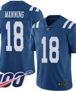 Nike Indianapolis Colts #18 Peyton Manning Royal Blue Men's Stitched NFL Limited Rush 100th Season Jersey Men's