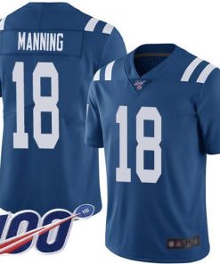 Nike Indianapolis Colts #18 Peyton Manning Royal Blue Team Color Men's Stitched NFL 100th Season Vapor Limited Jersey Men's
