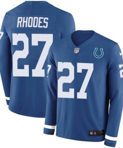 Nike Indianapolis Colts #27 Xavier Rhodes Royal Blue Team Color Men's Stitched NFL Limited Therma Long Sleeve Jersey Men's