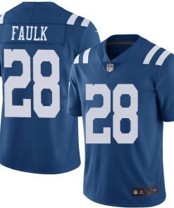 Nike Indianapolis Colts #28 Marshall Faulk Royal Blue Men's Stitched NFL Limited Rush Jersey Men's