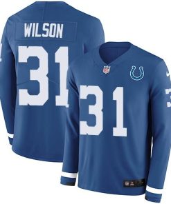 Nike Indianapolis Colts #31 Quincy Wilson Royal Blue Team Color Men's Stitched NFL Limited Therma Long Sleeve Jersey Men's