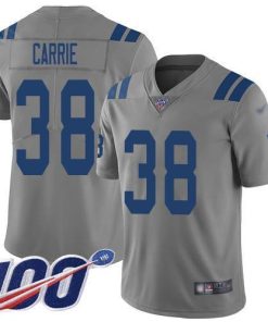 Nike Indianapolis Colts #38 T.J. Carrie Gray Men's Stitched NFL Limited Inverted Legend 100th Season Jersey Men's