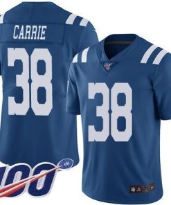 Nike Indianapolis Colts #38 T.J. Carrie Royal Blue Men's Stitched NFL Limited Rush 100th Season Jersey Men's
