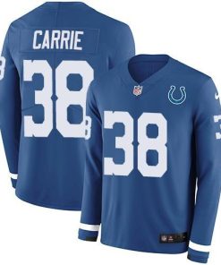 Nike Indianapolis Colts #38 T.J. Carrie Royal Blue Team Color Men's Stitched NFL Limited Therma Long Sleeve Jersey Men's