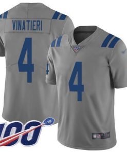 Nike Indianapolis Colts #4 Adam Vinatieri Gray Men's Stitched NFL Limited Inverted Legend 100th Season Jersey Men's