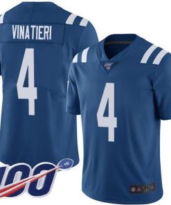 Nike Indianapolis Colts #4 Adam Vinatieri Royal Blue Team Color Men's Stitched NFL 100th Season Vapor Limited Jersey Men's