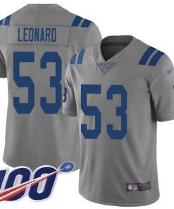 Nike Indianapolis Colts #53 Darius Leonard Gray Men's Stitched NFL Limited Inverted Legend 100th Season Jersey Men's