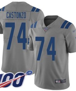 Nike Indianapolis Colts #74 Anthony Castonzo Gray Men's Stitched NFL Limited Inverted Legend 100th Season Jersey Men's
