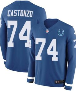 Nike Indianapolis Colts #74 Anthony Castonzo Royal Blue Team Color Men's Stitched NFL Limited Therma Long Sleeve Jersey Men's