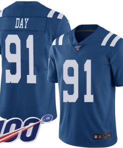 Nike Indianapolis Colts #91 Sheldon Day Royal Blue Men's Stitched NFL Limited Rush 100th Season Jersey Men's