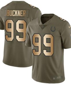 Nike Indianapolis Colts #99 DeForest Buckner Olive/Gold Men's Stitched NFL Limited 2017 Salute To Service Jersey Men's