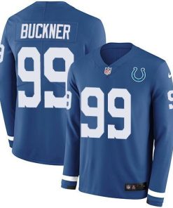 Nike Indianapolis Colts #99 DeForest Buckner Royal Blue Team Color Men's Stitched NFL Limited Therma Long Sleeve Jersey Men's