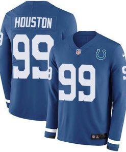 Nike Indianapolis Colts #99 Justin Houston Royal Blue Team Color Men's Stitched NFL Limited Therma Long Sleeve Jersey Men's