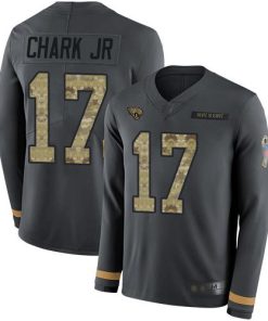 Nike Jacksonville Jaguars #17 DJ Chark Jr Anthracite Salute to Service Men's Stitched NFL Limited Therma Long Sleeve Jersey Men's