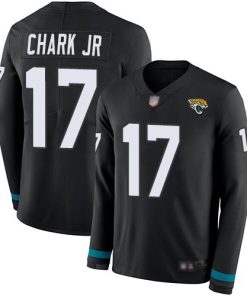 Nike Jacksonville Jaguars #17 DJ Chark Jr Black Team Color Men's Stitched NFL Limited Therma Long Sleeve Jersey Men's