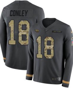Nike Jacksonville Jaguars #18 Chris Conley Anthracite Salute to Service Men's Stitched NFL Limited Therma Long Sleeve Jersey Men's
