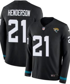 Nike Jacksonville Jaguars #21 C.J. Henderson Black Team Color Men's Stitched NFL Limited Therma Long Sleeve Jersey Men's