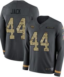 Nike Jacksonville Jaguars #44 Myles Jack Anthracite Salute to Service Men's Stitched NFL Limited Therma Long Sleeve Jersey Men's