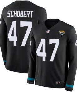 Nike Jacksonville Jaguars #47 Joe Schobert Black Team Color Men's Stitched NFL Limited Therma Long Sleeve Jersey Men's