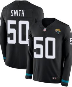 Nike Jacksonville Jaguars #50 Telvin Smith Black Team Color Men's Stitched NFL Limited Therma Long Sleeve Jersey Men's