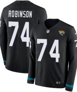 Nike Jacksonville Jaguars #74 Cam Robinson Black Team Color Men's Stitched NFL Limited Therma Long Sleeve Jersey Men's