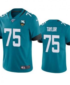 Nike Jacksonville Jaguars #75 Jawaan Taylor Teal 25th Anniversary Vapor Limited Stitched NFL 100th Season Jersey Men's