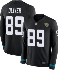 Nike Jacksonville Jaguars #89 Josh Oliver Black Team Color Men's Stitched NFL Limited Therma Long Sleeve Jersey Men's