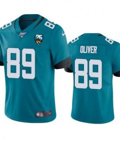 Nike Jacksonville Jaguars #89 Josh Oliver Teal 25th Anniversary Vapor Limited Stitched NFL 100th Season Jersey Men's