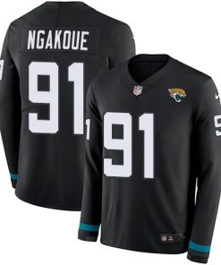 Nike Jacksonville Jaguars #91 Yannick Ngakoue Black Team Color Men's Stitched NFL Limited Therma Long Sleeve Jersey Men's