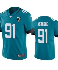 Nike Jacksonville Jaguars #91 Yannick Ngakoue Teal 25th Anniversary Vapor Limited Stitched NFL 100th Season Jersey Men's