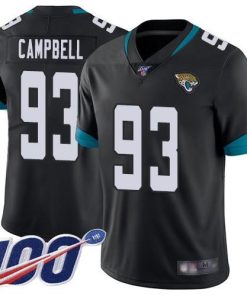 Nike Jacksonville Jaguars #93 Calais Campbell Black Team Color Men's Stitched NFL 100th Season Vapor Limited Jersey Men's