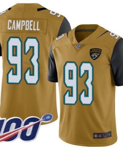 Nike Jacksonville Jaguars #93 Calais Campbell Gold Men's Stitched NFL Limited Rush 100th Season Jersey Men's