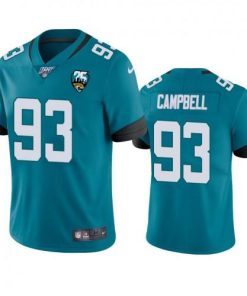 Nike Jacksonville Jaguars #93 Calais Campbell Teal 25th Anniversary Vapor Limited Stitched NFL 100th Season Jersey Men's