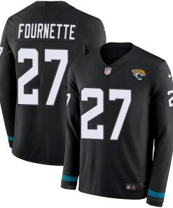 Nike Jaguars #27 Leonard Fournette Black Team Color Men's Stitched NFL Limited Therma Long Sleeve Jersey